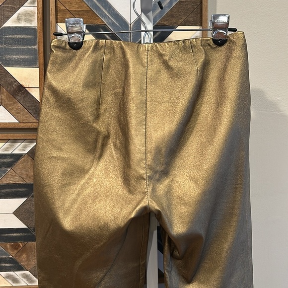 Ralph Lauren Black Label Genuine Lamb Leather Pants Bonded Metallic Gold 8 - Picture 3 of 9
